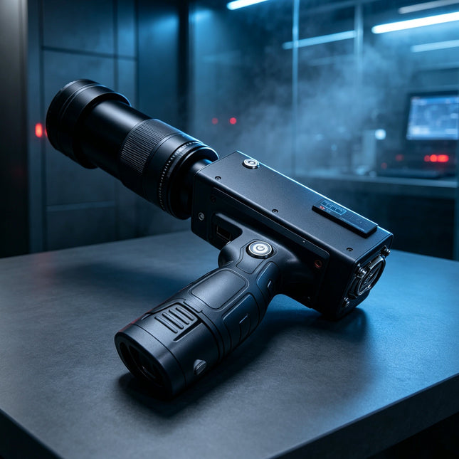 BOWK-I-130W laser pointer with black aluminum casing, built-in temperature protection fan for heat dissipation, removable battery, 50x zoom lens, Samsung 30Q battery