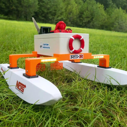 Upgraded 3D-Printed RC Rescue Catamaran with Front LED Lights | Modular, 48cm, High-Buoyancy & FPV-Ready image 7