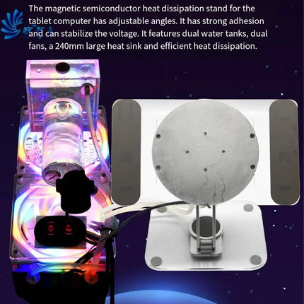 Magnetic Water Cooling Bracket for Tablet Computers - 240mm Dual-Radiator Semiconductor Cooling System with Adjustable Stand image 2