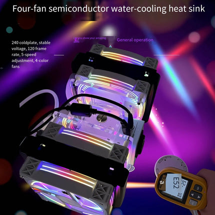 Quad-Fan Semiconductor Water Cooler - 240mm RGB Magnetic Cooling for Tablets & Phones image 1