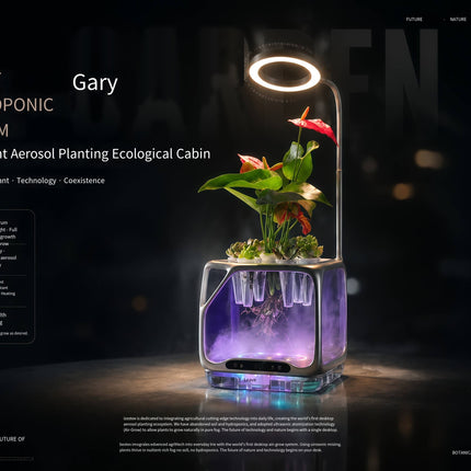 Smart Aeroponic Hydroponic System Desktop Plant Grow Cabin Full Spectrum LED Grow Light Auto Water Circulation Home/Office