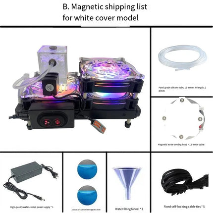 Universal Magnetic Semiconductor Water Cooler for Mobile Gaming - 75W Ice-Cooling with 5-Level Control & RGB Lighting - A complete set of white cover plate radiator image