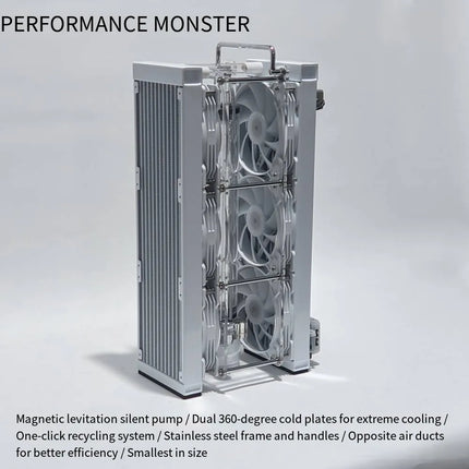 Geek Liquid Cooling System- Magnetic Levitation Silent Pump & Dual Radiator Cooling Solution - Dual 360 Radiator with 6 Fans (Performance Monster) image
