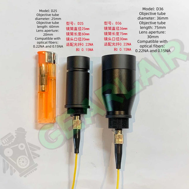 FC interface, SMA905 interface, D80 interface, optical fiber focusing lens, adjustable focal length image 1