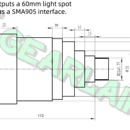 SMA905 interface, D80 interface, optical collimating mirror, beam expanding mirror, adjustable divergence angle image 12