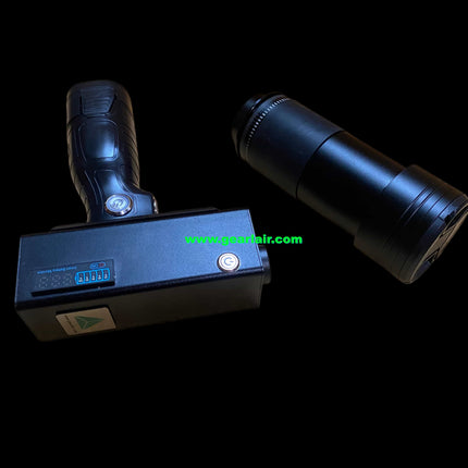 BOWK-I-130W laser pointer with black aluminum casing, built-in temperature protection fan for heat dissipation, removable battery, 50x zoom lens, Samsung 30Q battery
