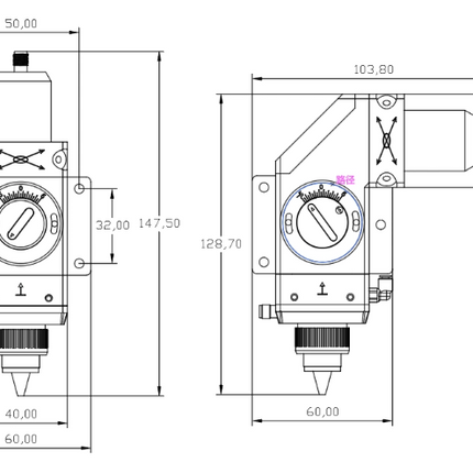 Micro Mini Fiber Laser Cutting Head for DIY – 2000W, SMA905, Capacitive Auto-Follow, Focus Adjustable