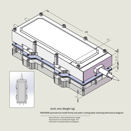 Water Cooling Plate for MAX 130W 260W 400W 500W Laser Pump Source | Circulation Condenser Heat Sink