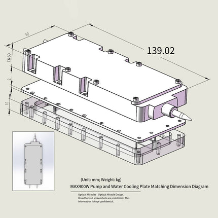Water Cooling Plate for MAX 130W 260W 400W 500W Laser Pump Source | Circulation Condenser Heat Sink