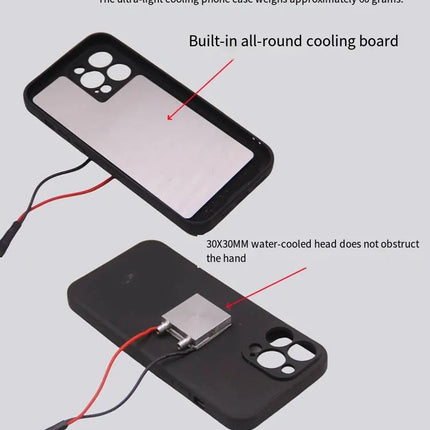 Glacier Water Cooling System - Ultra-Light Magnetic Cooling for Tablets & Phones - Note the phone model in the phone case package image