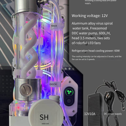 SH FrostCool Magnetic Semiconductor Water Cooler - 60W Professional Cooling System for Mobile Gaming - Biochemical refrigeration set - Does not change light image