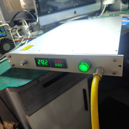 Used Disassembled Original IPG 1500W Fiber Laser Source QBH Connector, 5M Fiber Cable, Adjustable Power, Real Time Voltage Current Temperature Display, Red Pilot Beam, External Power Supply