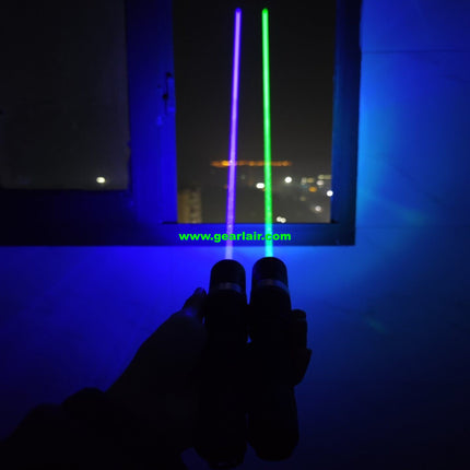 Blue & Green Laser Flashlight - Large Lens Quick-Press LED Version, Outdoor Indicator, Long Range & High Energy