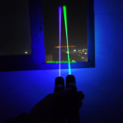 Blue & Green Laser Flashlight - Large Lens Quick-Press LED Version, Outdoor Indicator, Long Range & High Energy