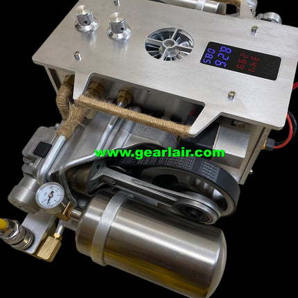 2800W 220V Single Motor High Pressure Air Pump 0-10Bar Adjustable Speed 50mm Cylinder Dual Belt Drive Double Gas Storage Tanks