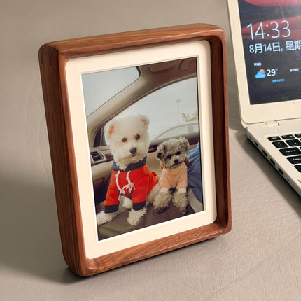 Aone S3 7.09" High DPI Color E-Ink Photo Frame | Solid Walnut Wood Digital Picture Frame, ESP32-S3, WiFi & Bluetooth Image Transfer