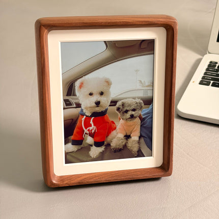 Aone S3 7.09" High DPI Color E-Ink Photo Frame | Solid Walnut Wood Digital Picture Frame, ESP32-S3, WiFi & Bluetooth Image Transfer