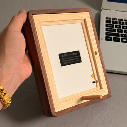 Aone S3 7.09" High DPI Color E-Ink Photo Frame | Solid Walnut Wood Digital Picture Frame, ESP32-S3, WiFi & Bluetooth Image Transfer