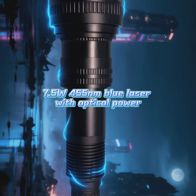 455nm Blue Laser Pointer 7.5W-8W High Power | 20m Paper Ignition, 40m Box Burning, Rechargeable