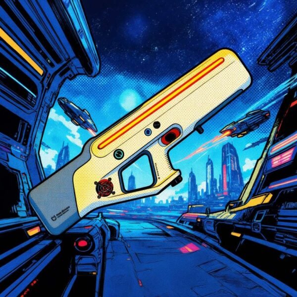 Free Guard 500W High-Power Portable Laser Gun - Sci-Fi Beam Expander with Green Indicator Light, White Collectible, Ideal for Sci-Fi Enthusiasts and Collectors